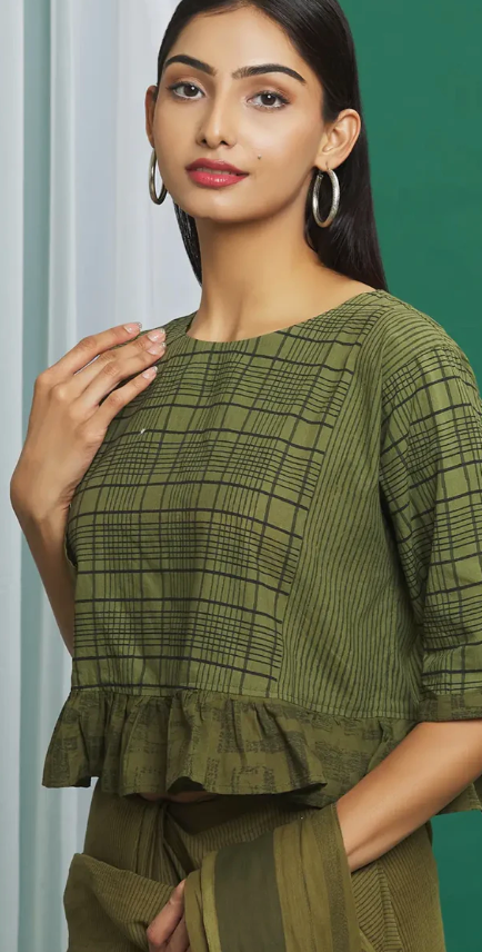 Olive Green Cotton Blouse