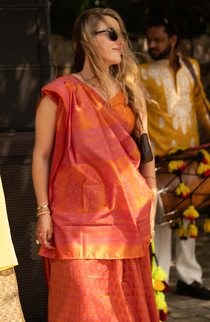 Rust Mulberry Silk Floral Saree