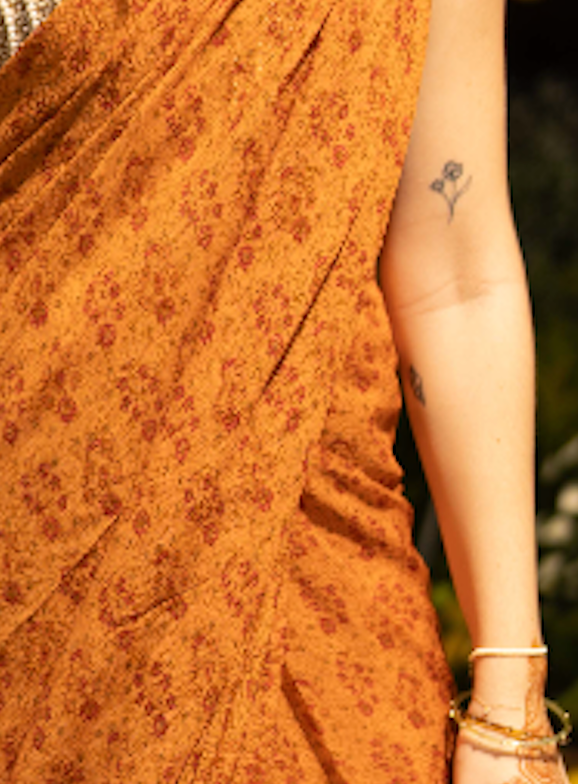 Orange Buti Floral Saree