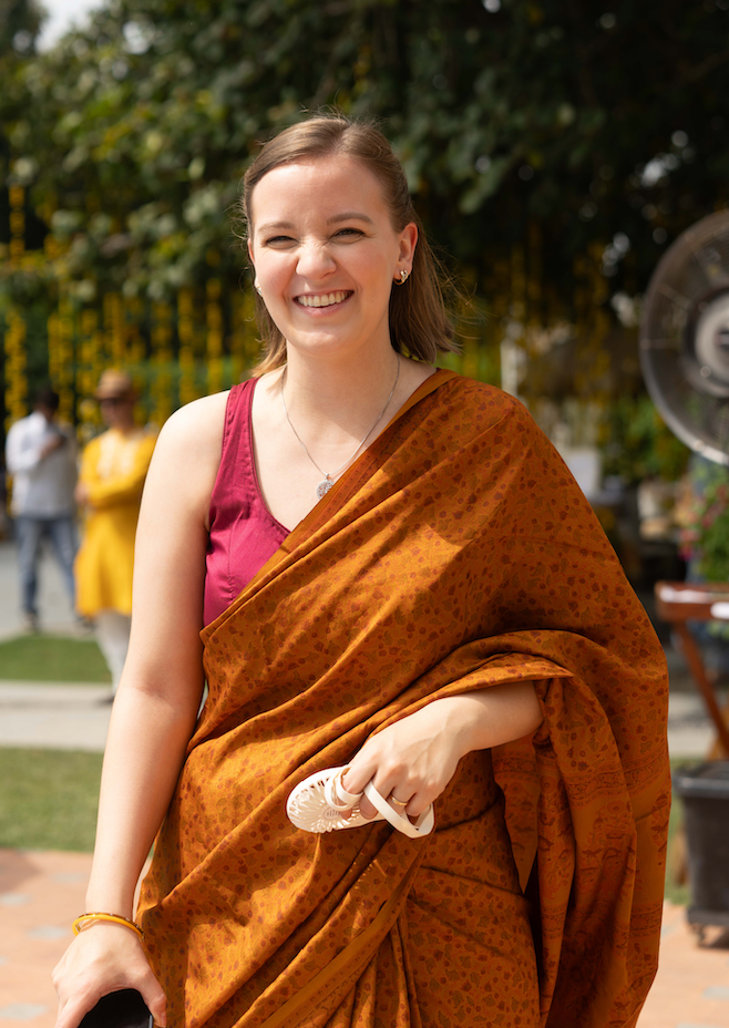 Rust Scatter Floral Saree