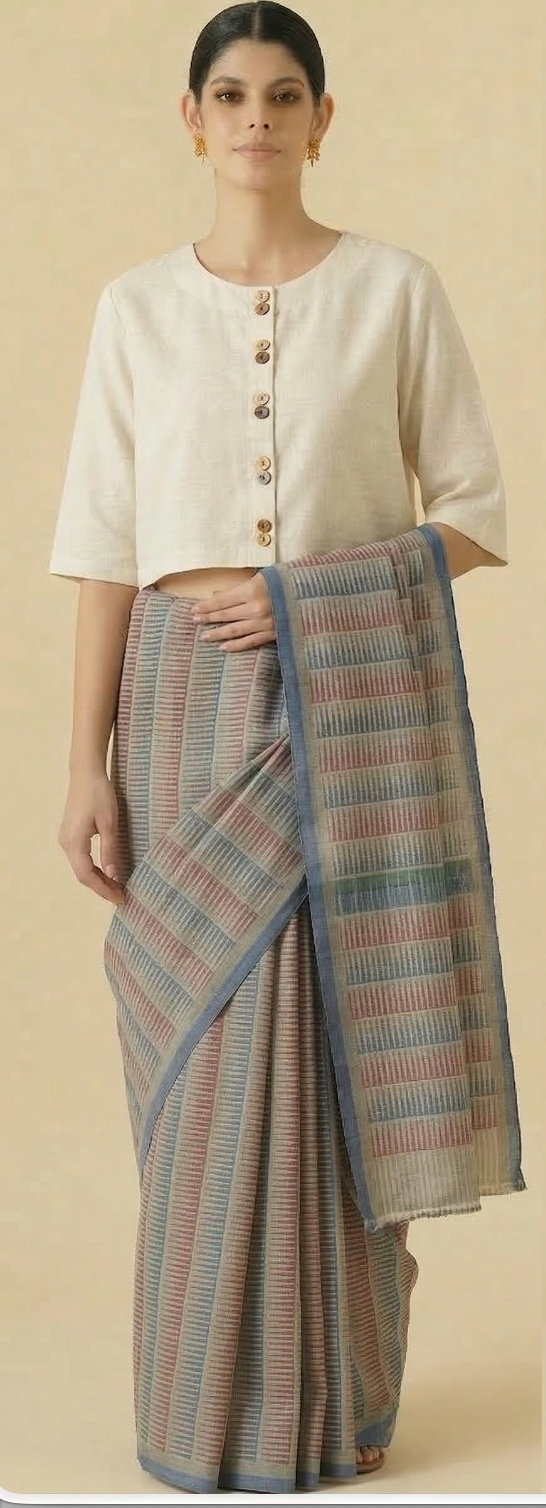 White Linen Blouse With Wooden Buttons