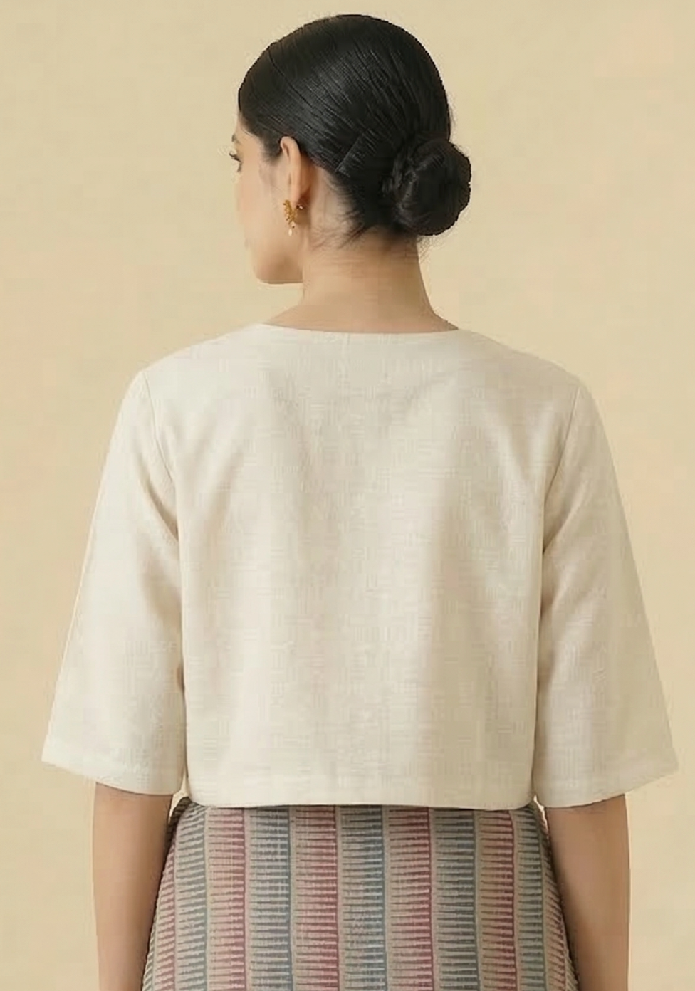 White Linen Blouse With Wooden Buttons