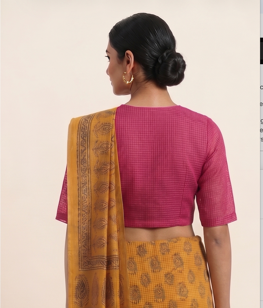 Pink Kota Doria  Blouse with lining