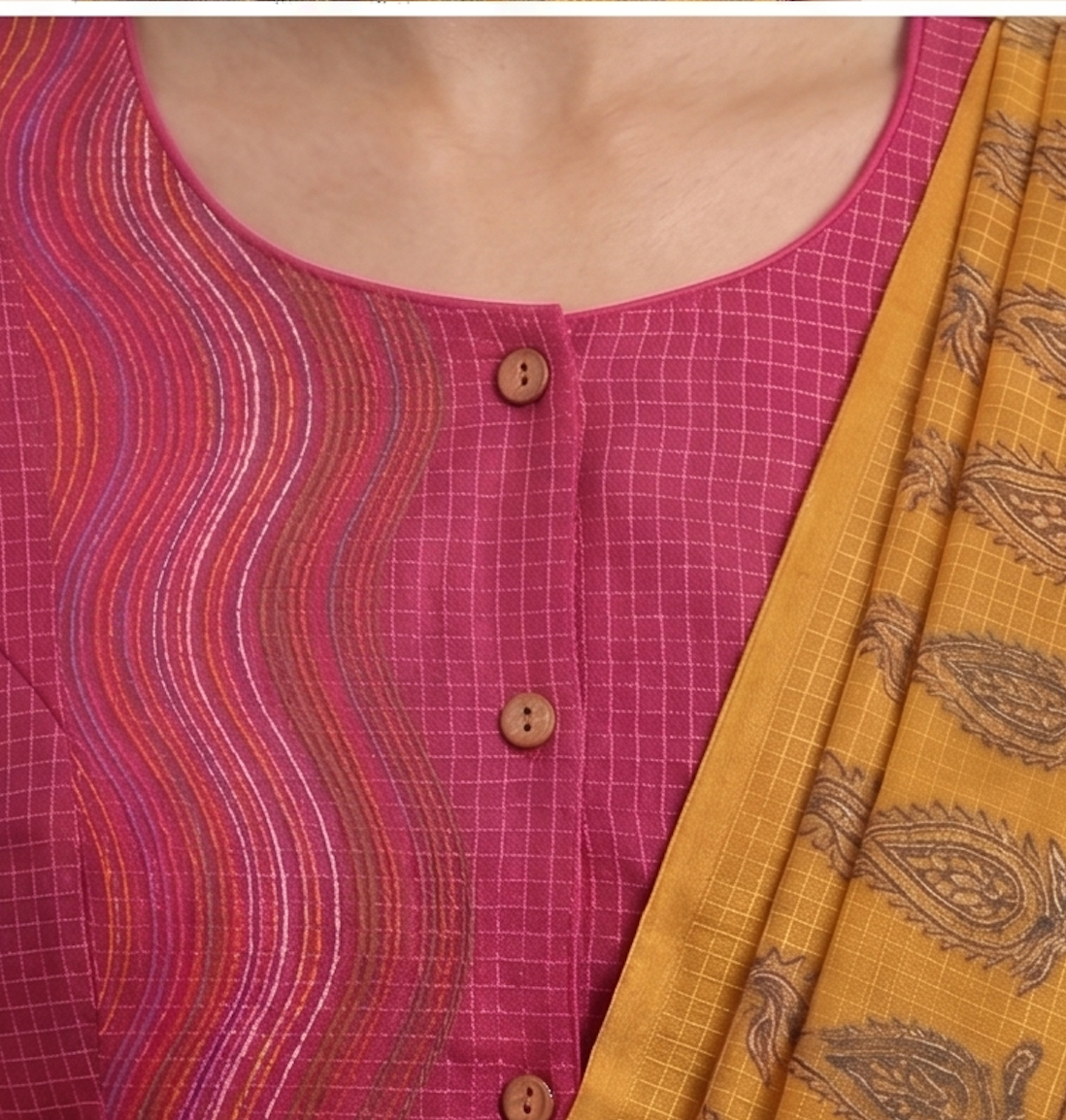 Pink Kota Doria  Blouse with lining