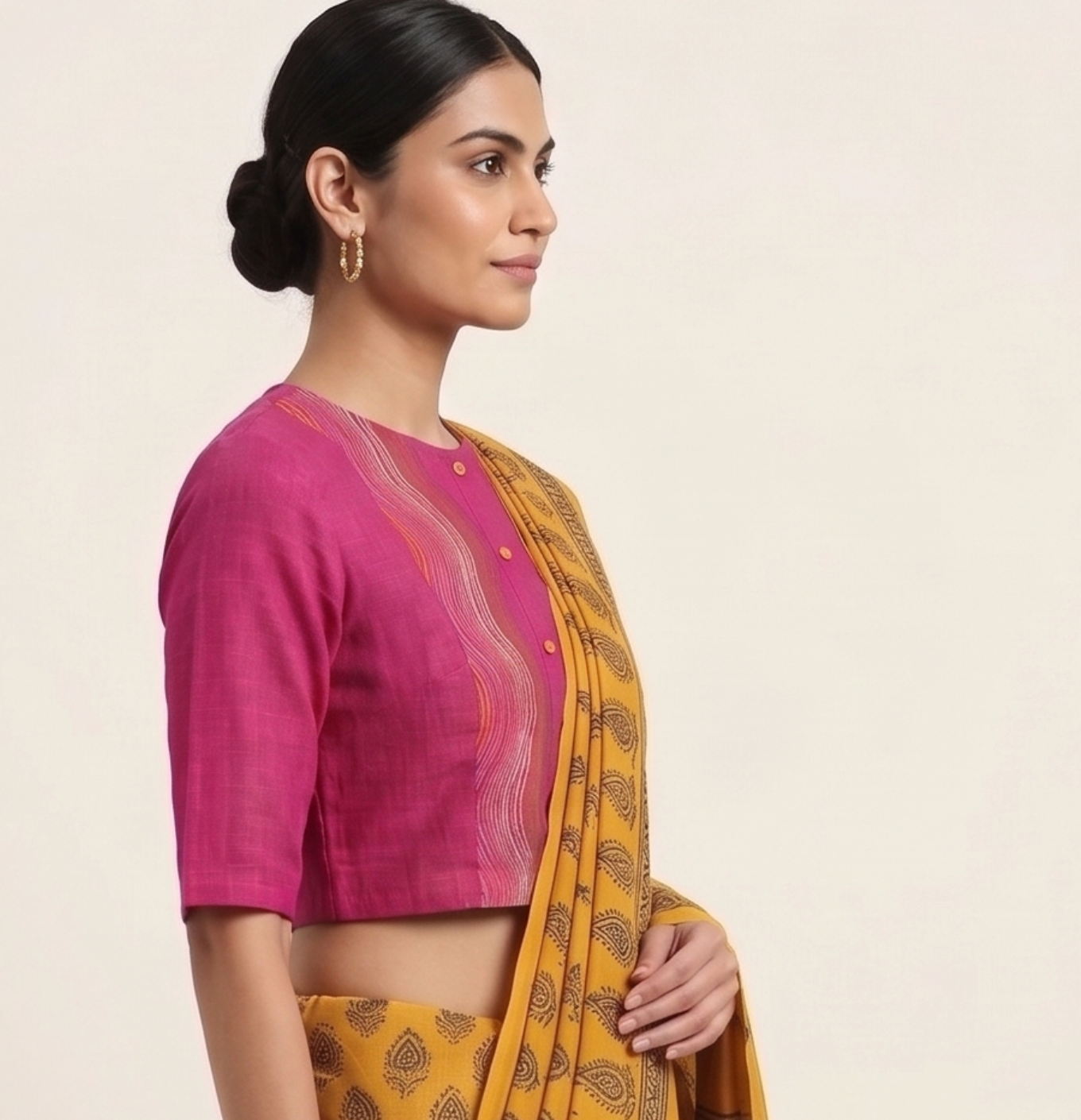 Pink Kota Doria  Blouse with lining