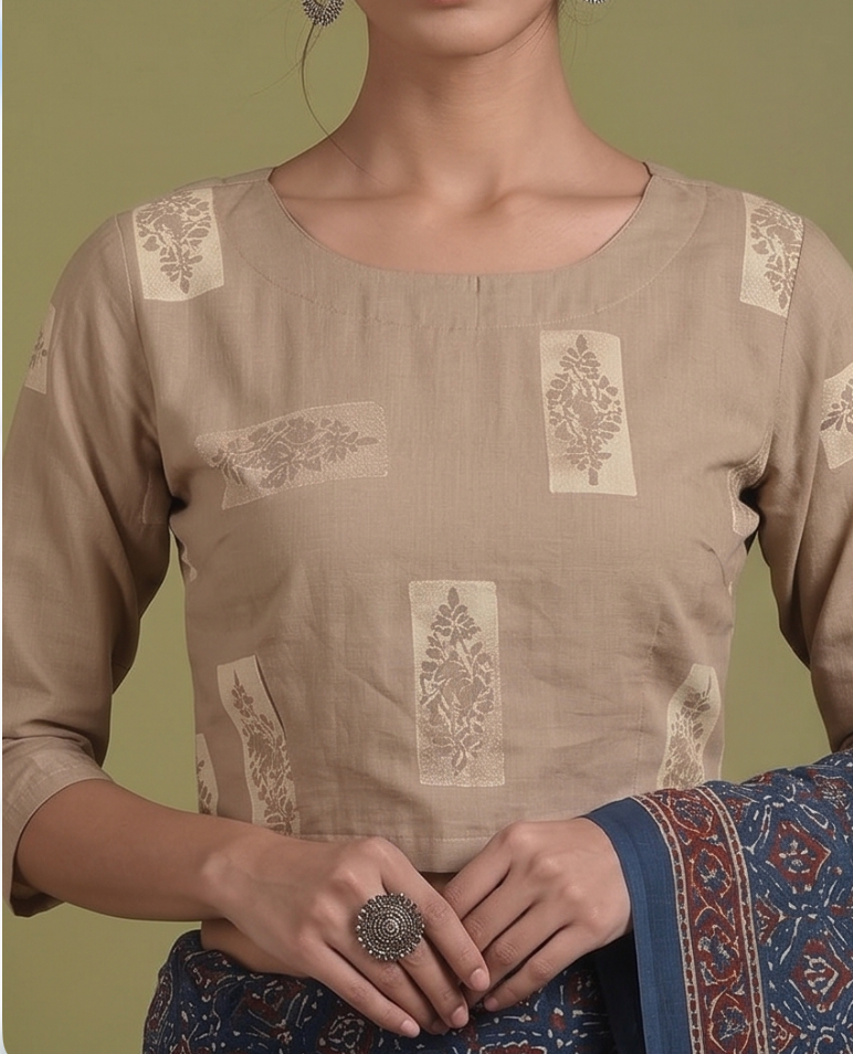 Brown Buta Blouse