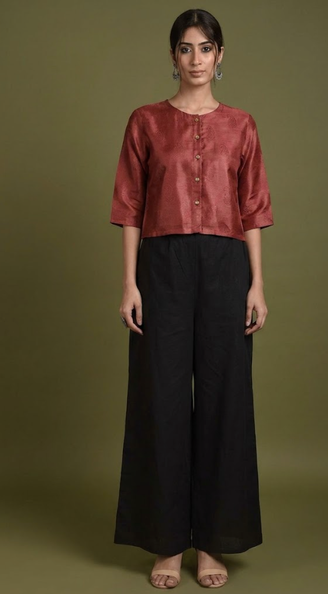 Red Top & Black Pants Coordinate (Set of 2)