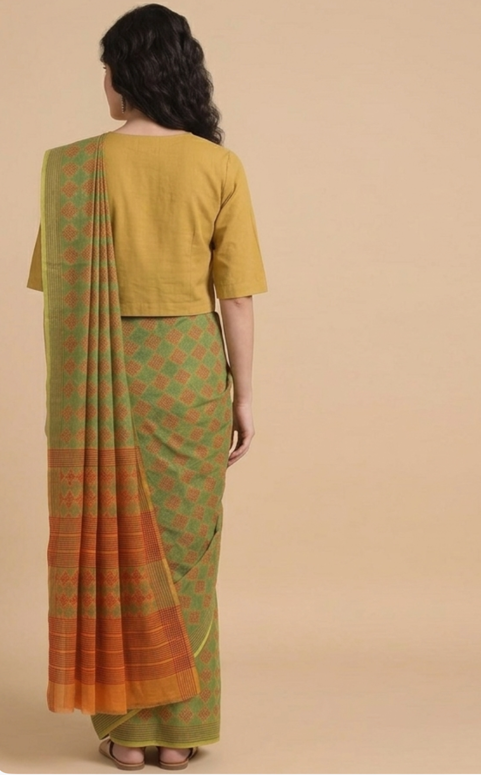 Lime Kota Doria Saree