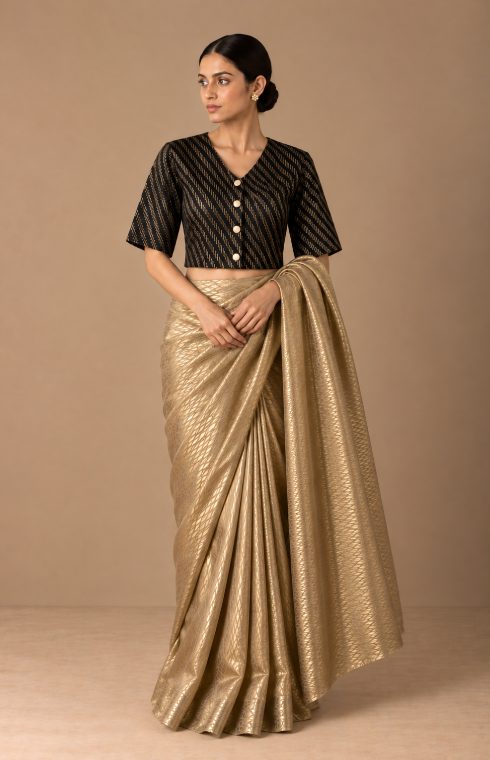 Black & Gold Zari Woven Blouse With Lining (Copy)