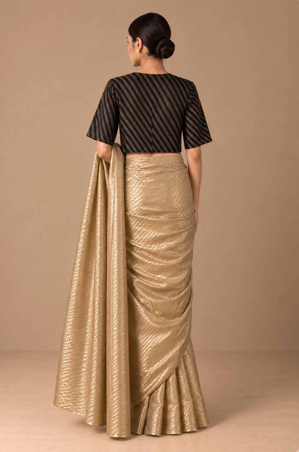 Black & Gold Zari Woven Blouse With Lining (Copy)