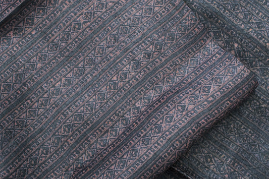 Charcoal 100 % Pure Tussar Handblock Printed Fabric