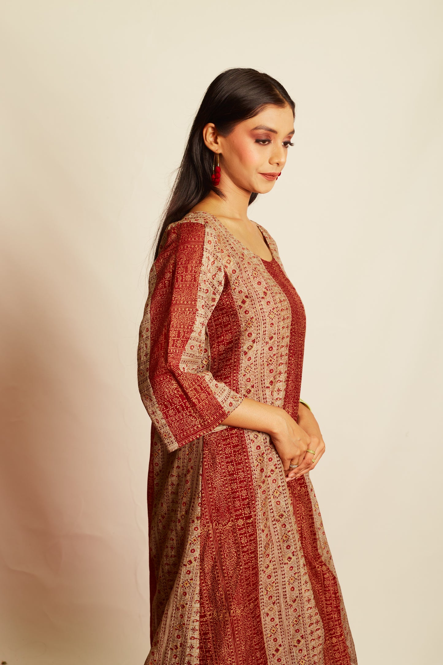 Jashan Surkh -Surmai Chanderi Dress