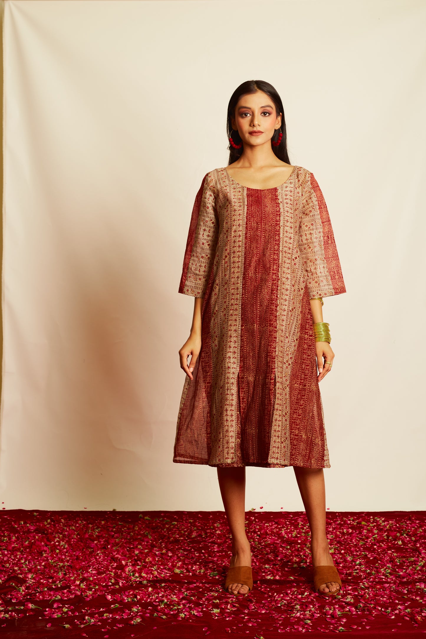 Jashan Surkh -Surmai Chanderi Dress