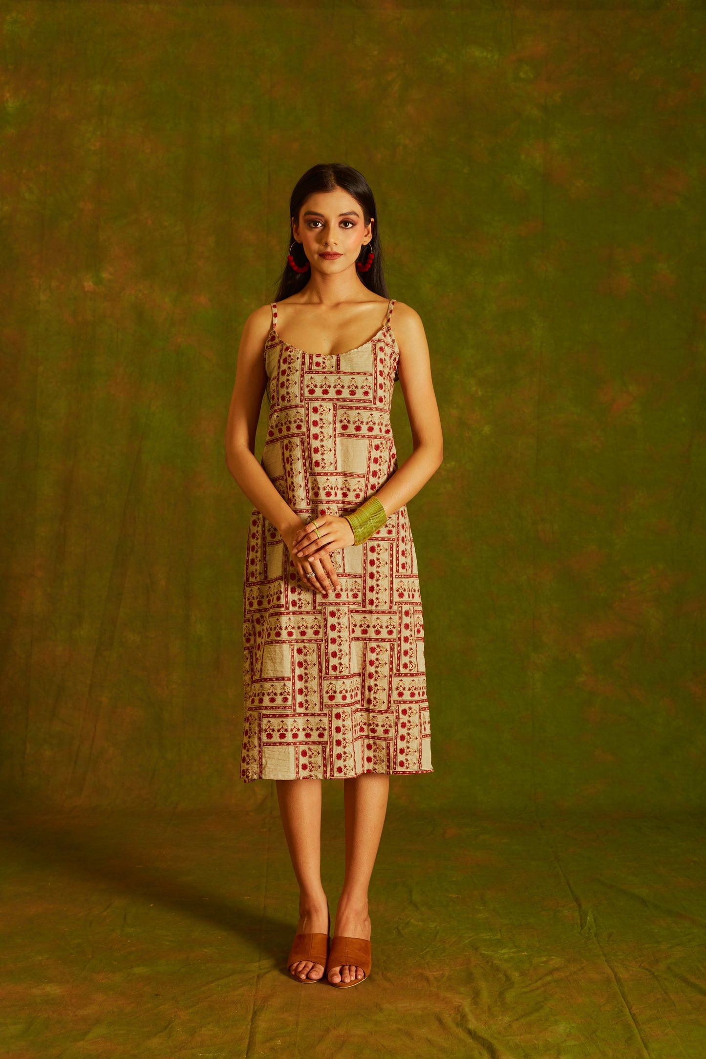 Jashan Surkh -Surmai  Chanderi Dress with Shrug