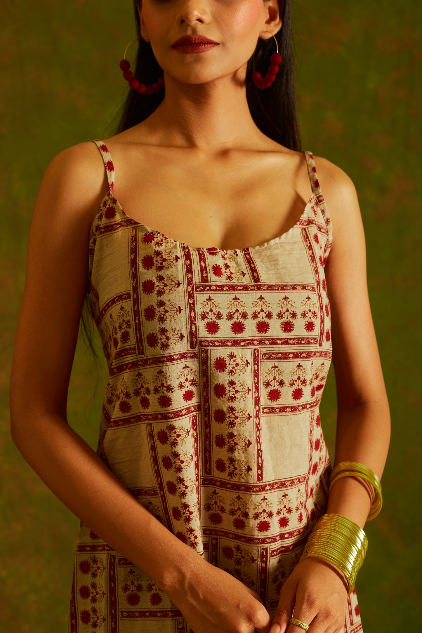 Jashan Surkh -Surmai  Chanderi Dress with Shrug