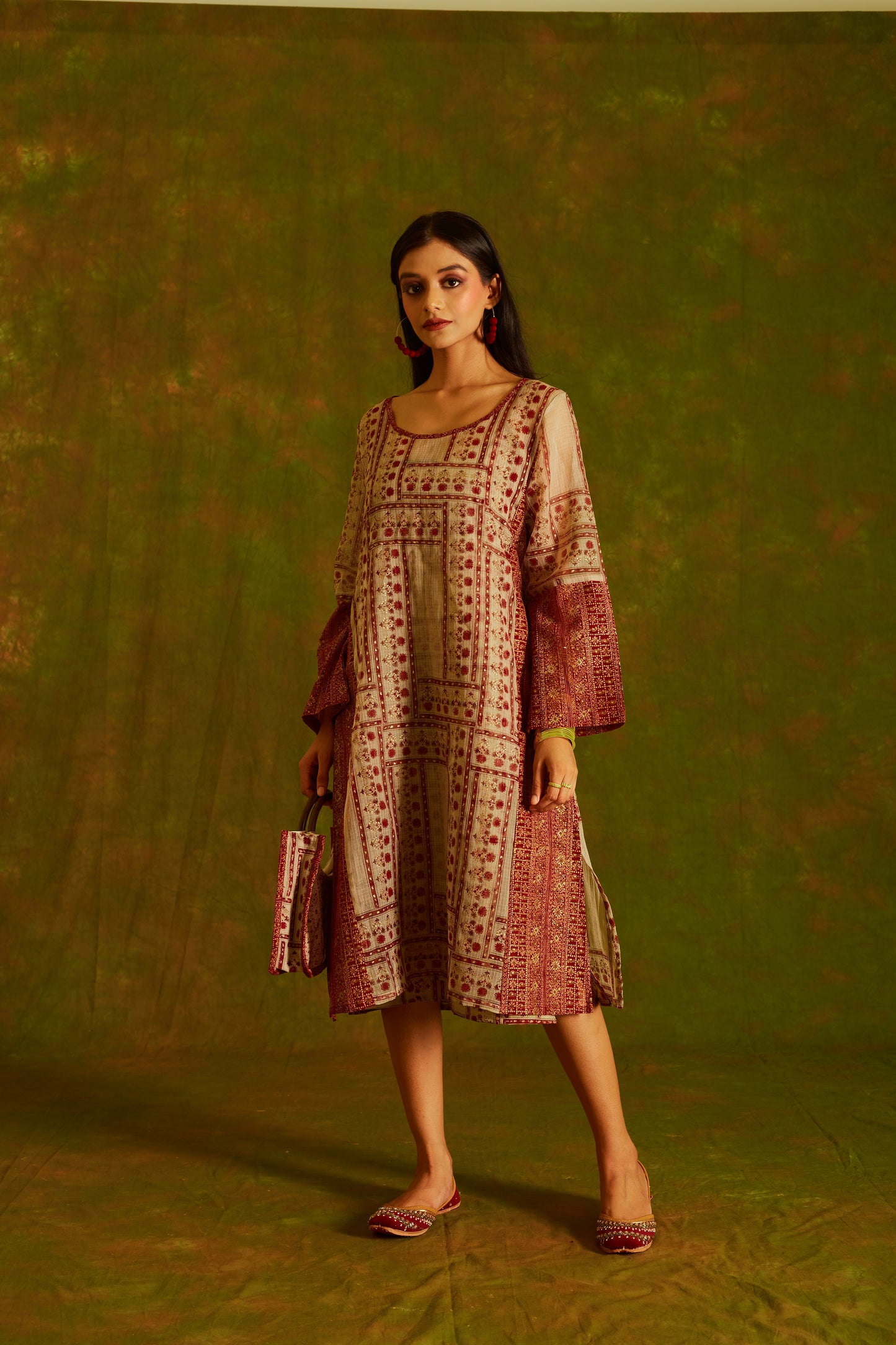 Jashan Surkh -Surmai Kota Doria Dress with Slip