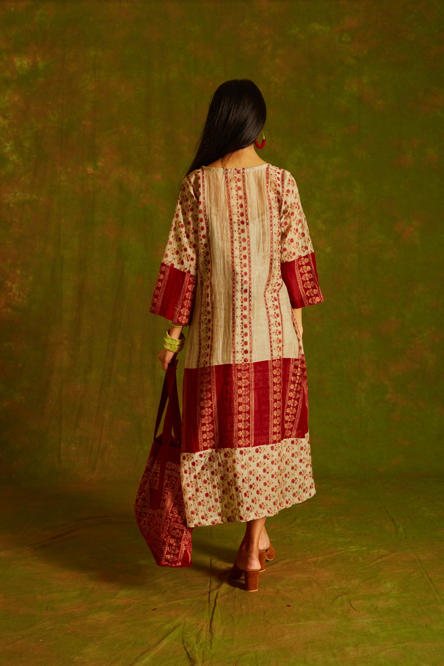 Jashan Surkh -Surmai  Chanderi Dress with Shrug