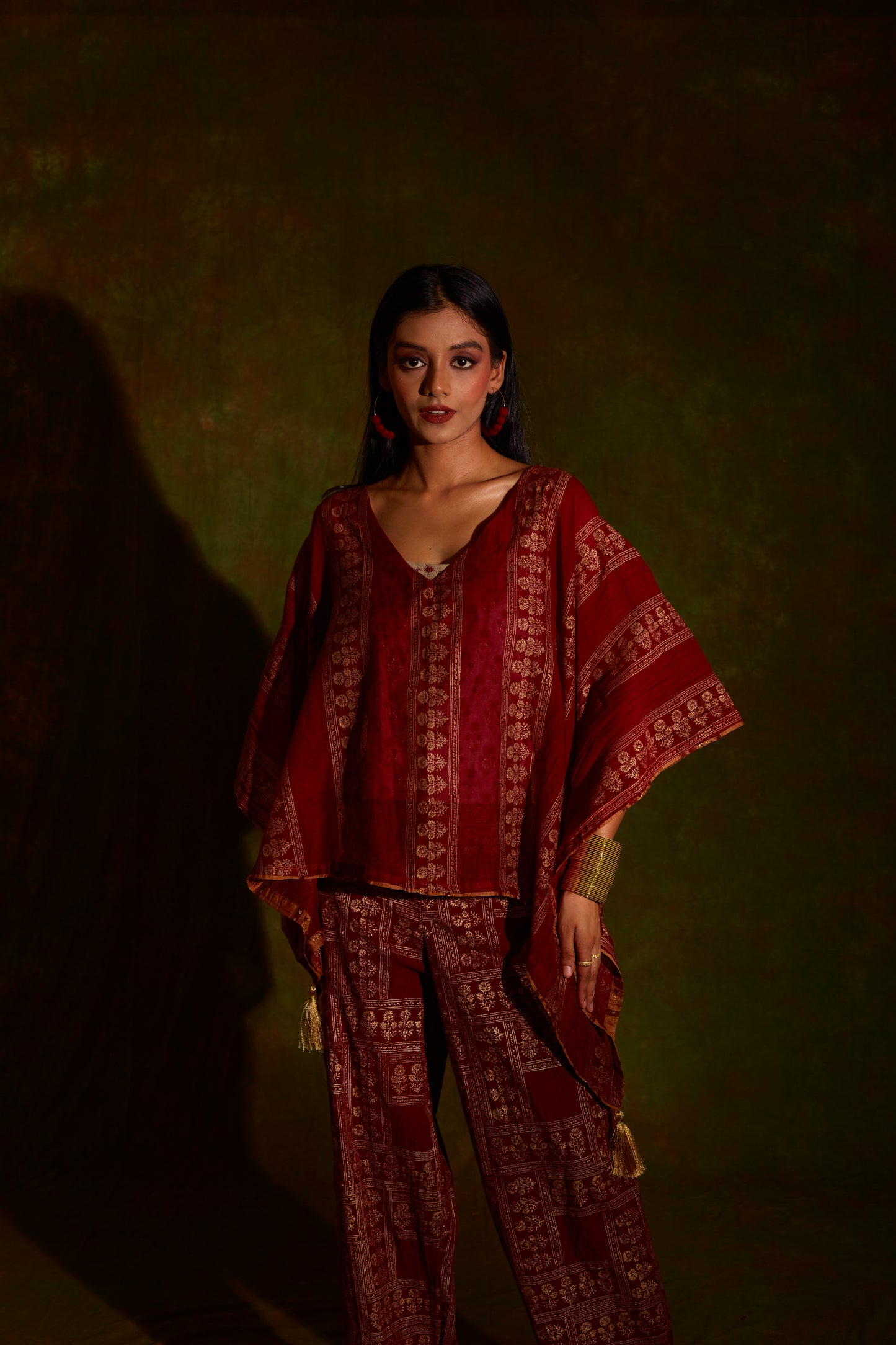 Jashan Surkh Chanderi Kaftan