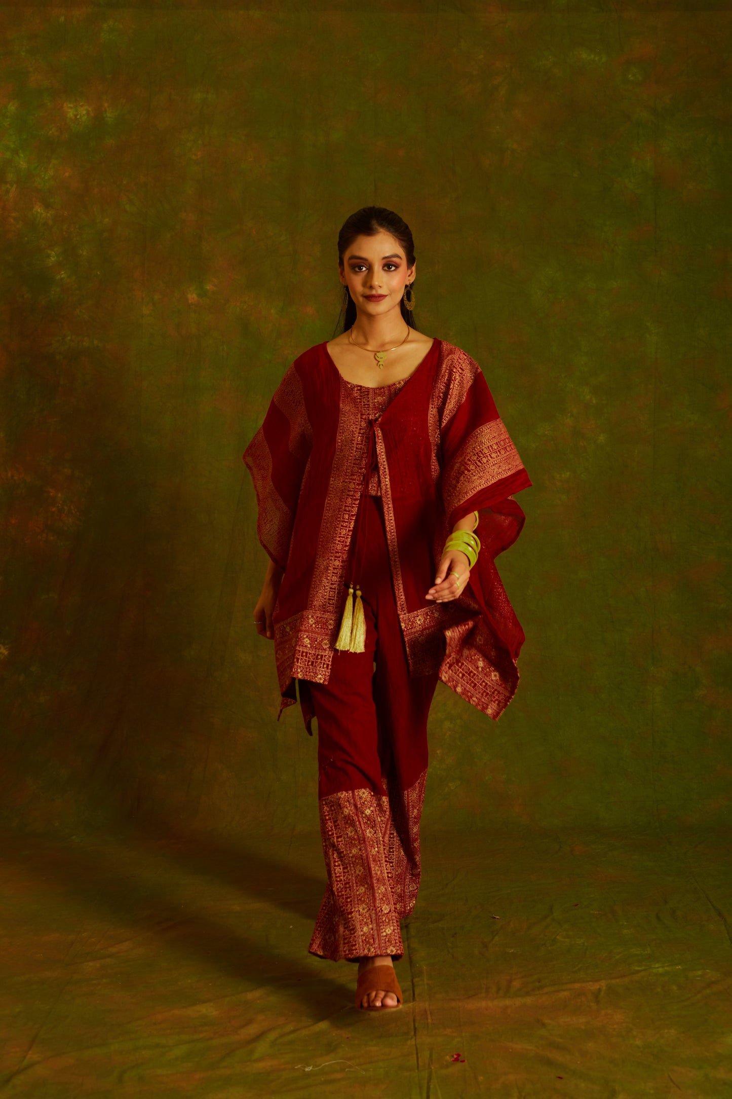 Jashan Surkh Cotton Kaftan and Pants Coord Set