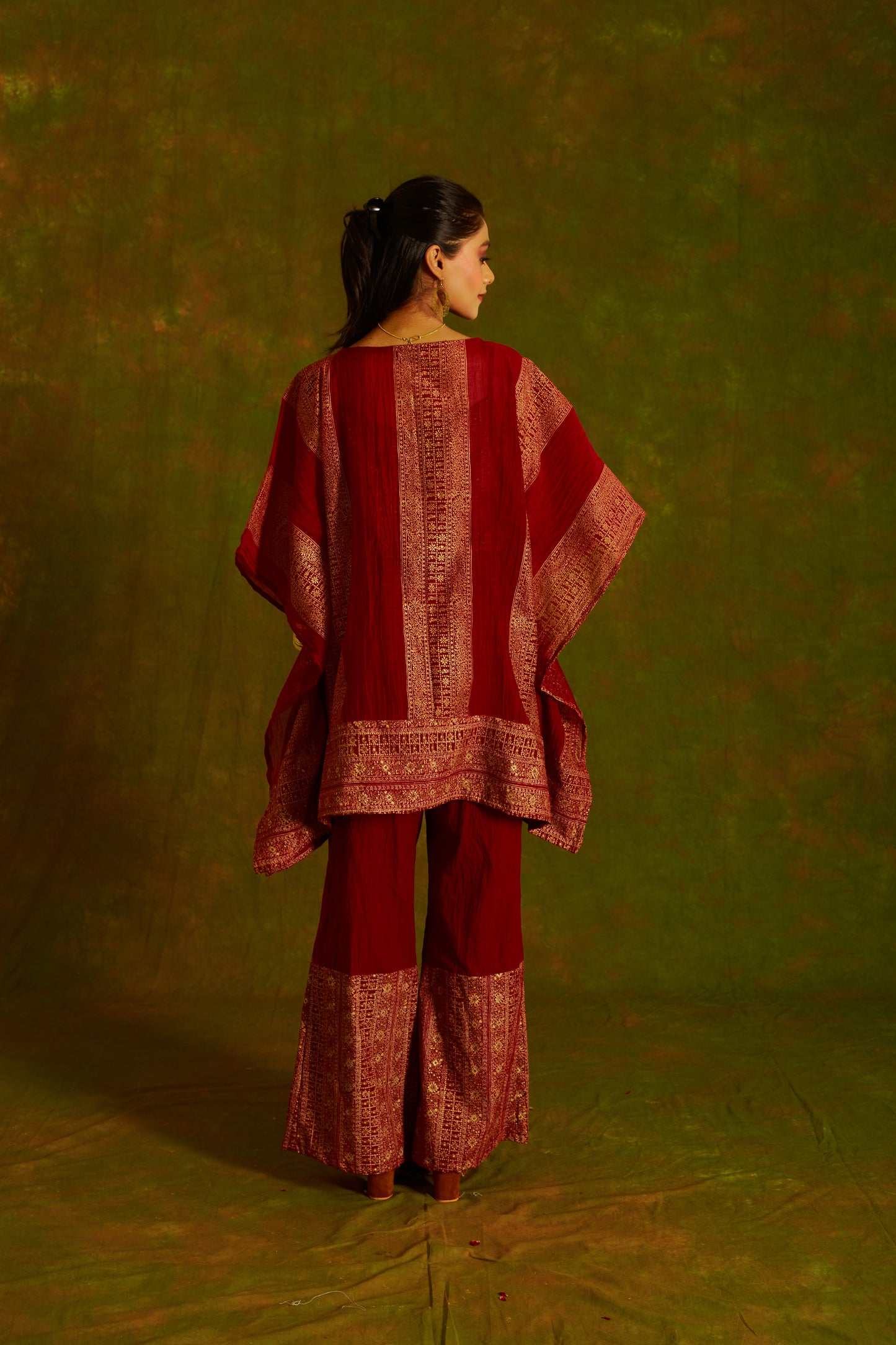 Jashan Surkh Cotton Kaftan and Pants Coord Set