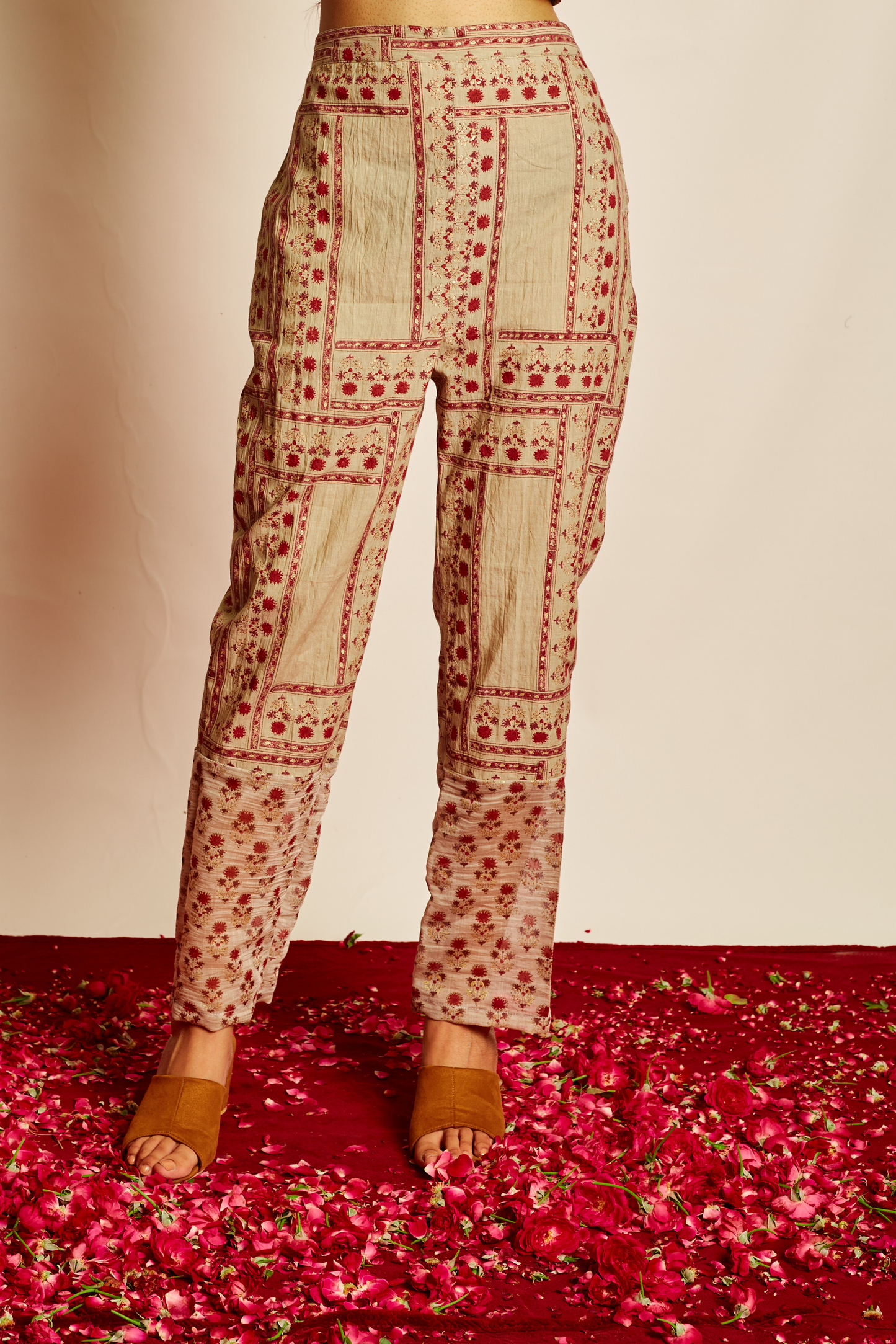 Jashan Surmayi Chanderi Kaftan and Pants Coord Set