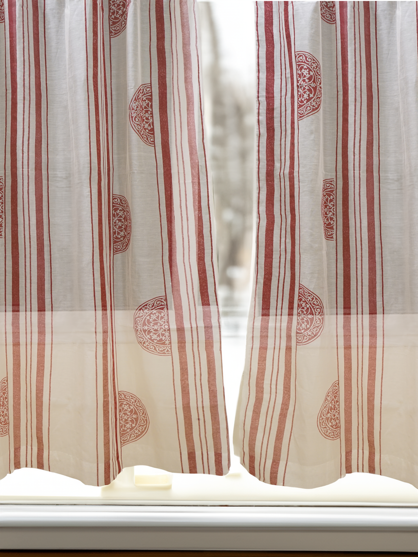 Rangoli Red Chanderi Curtains (Set of 2)