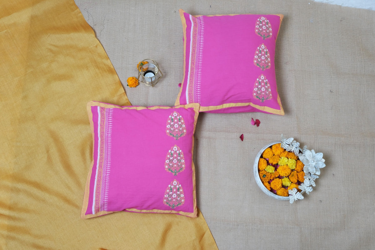 Triple Paisely Pink Cushion Cover 16*16 (set of 2)