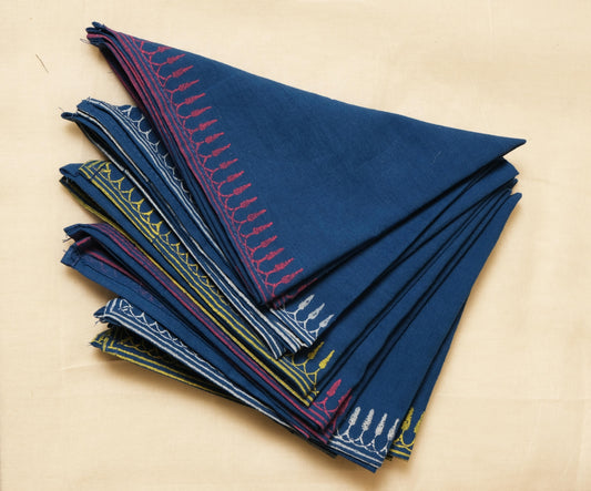 Blue Napkin with 3 colors  12*12(set of 6)