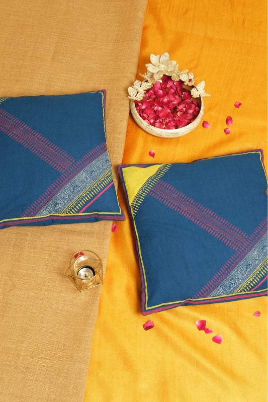 Diagonal Blue Cushion Cover 16*16 (set of 2)