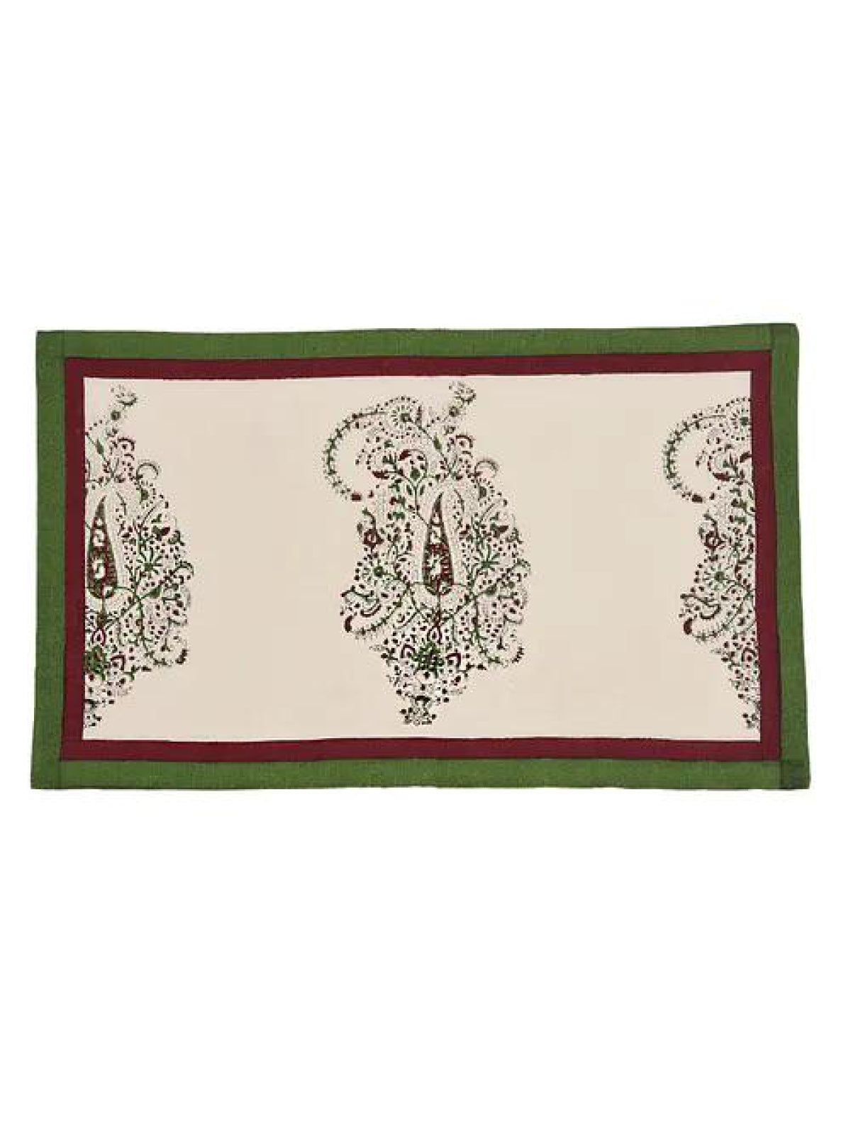 Maroon and Green 3 paisely Table Mats (Set of 2)