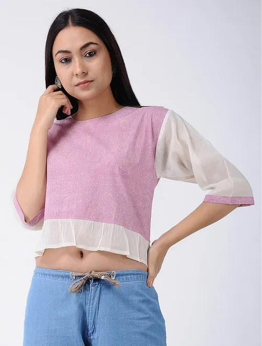 Pink Frill Cotton Blouse