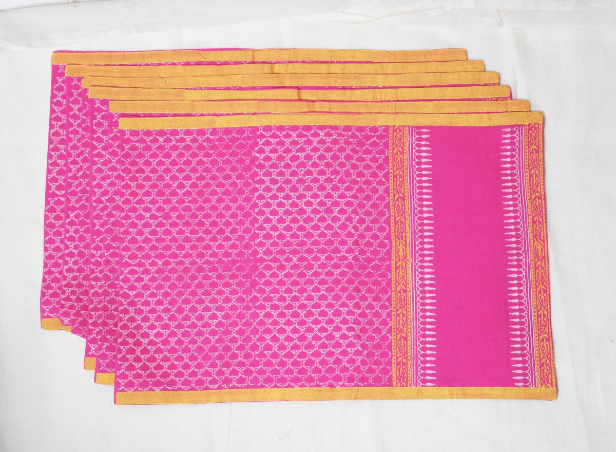 White Jaal Pink Table Mat 18*12(set of 2)