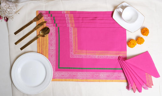 Pink Table Mat & Napkin (set of 12)