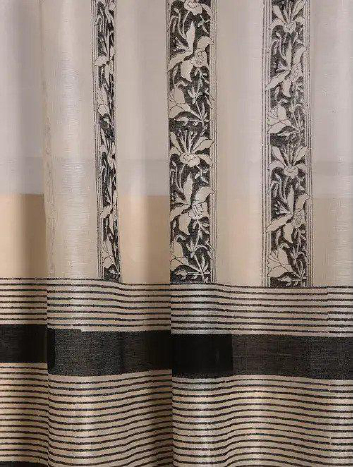 Chanderi Black  Border Curtains (Set of 2)