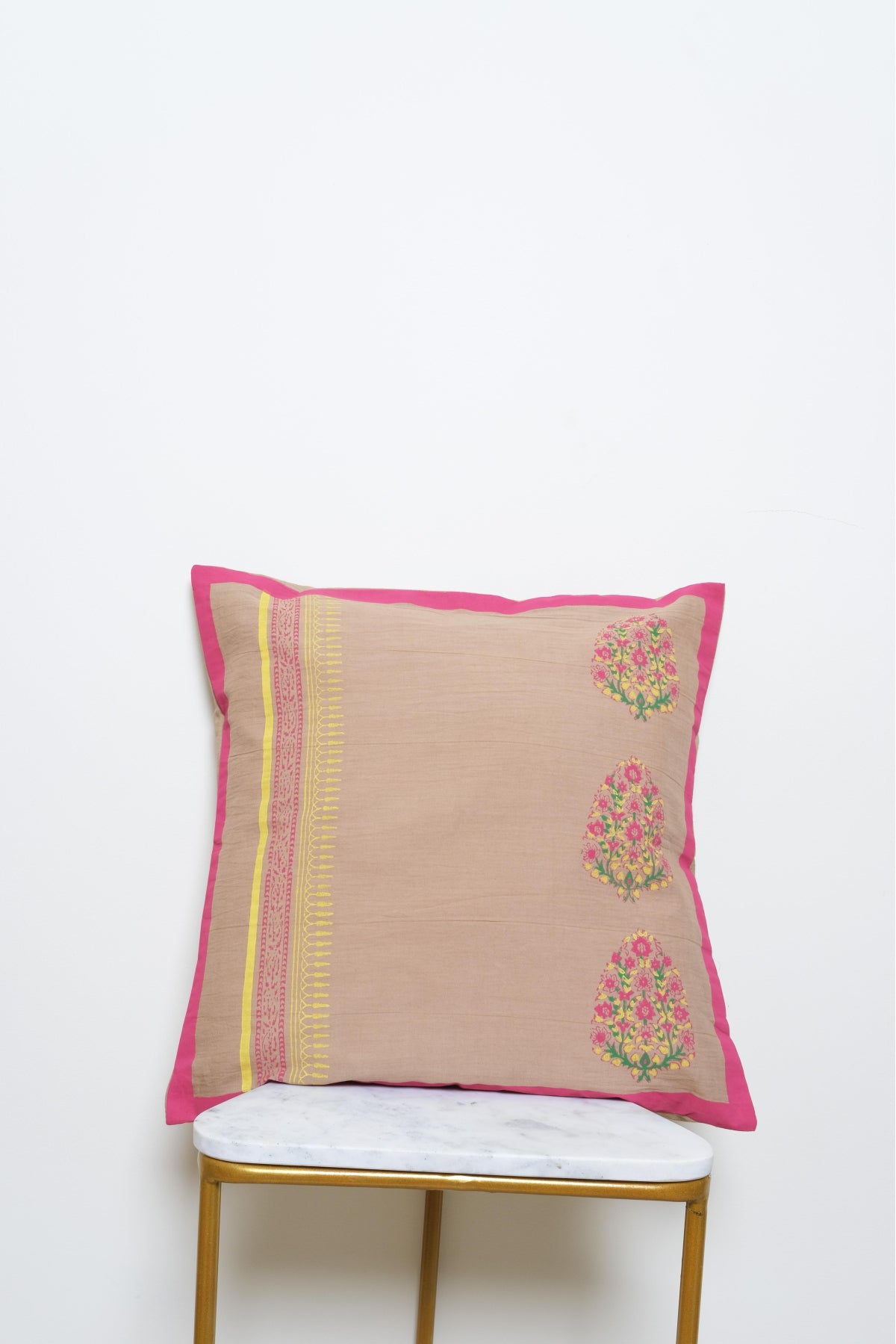 Triple Paisely Beige Cushion Cover 16*16 (set of 2)