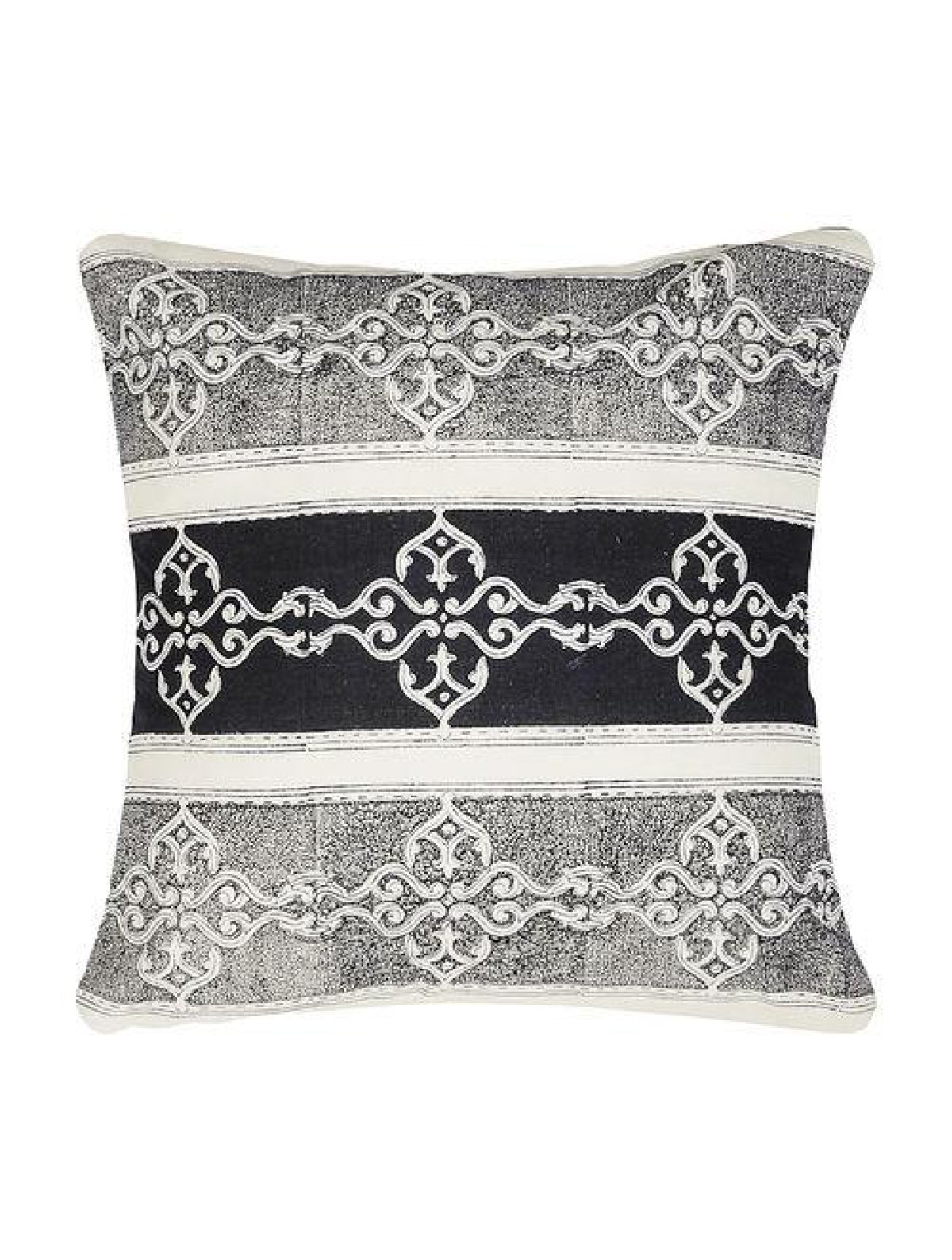 Set Of 2 Hand Block Black And White Cotton Cushion Covers