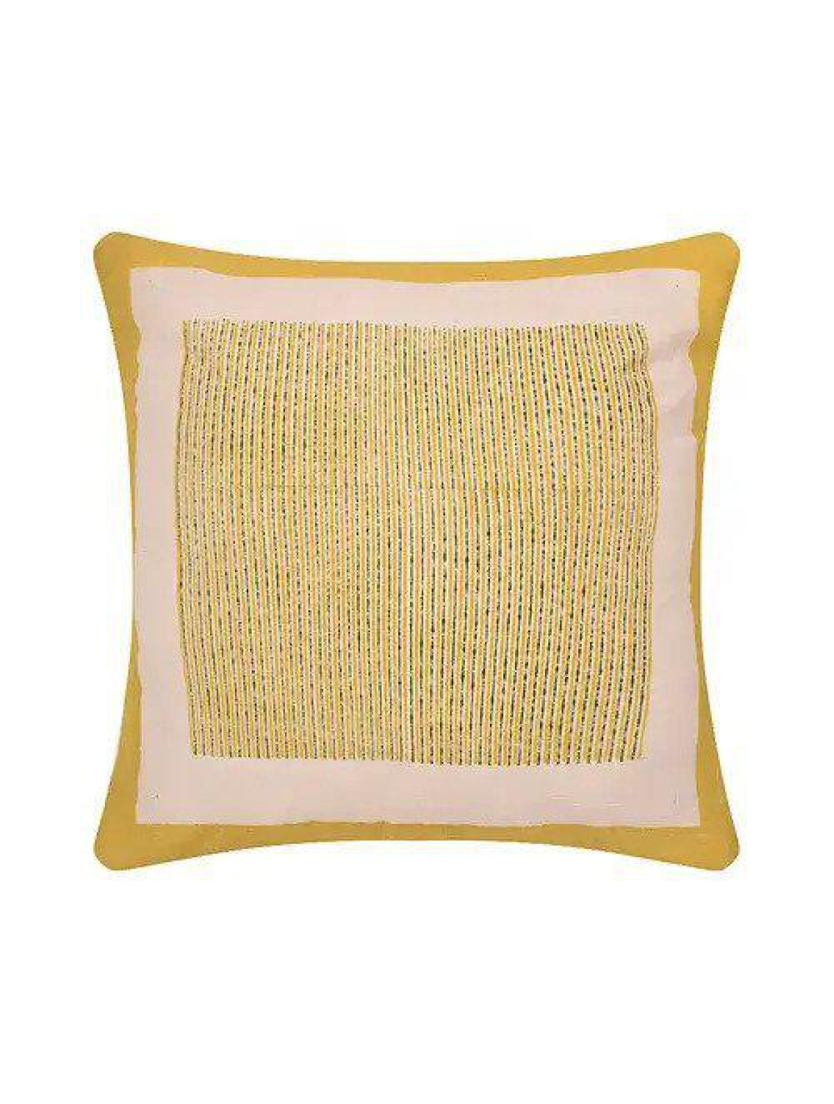 Yellow & White Set Of 2 Hand Block Printed Cushion Cover