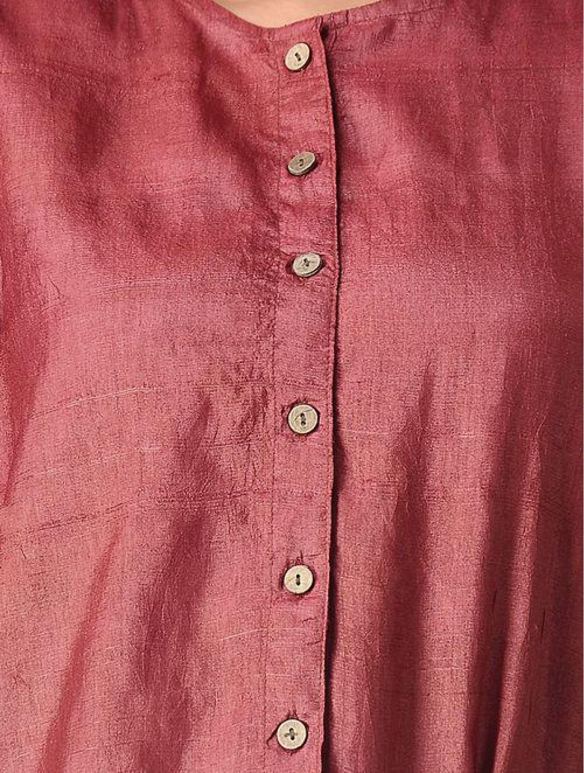 Maroon Tussar Blouse With Wooden Button