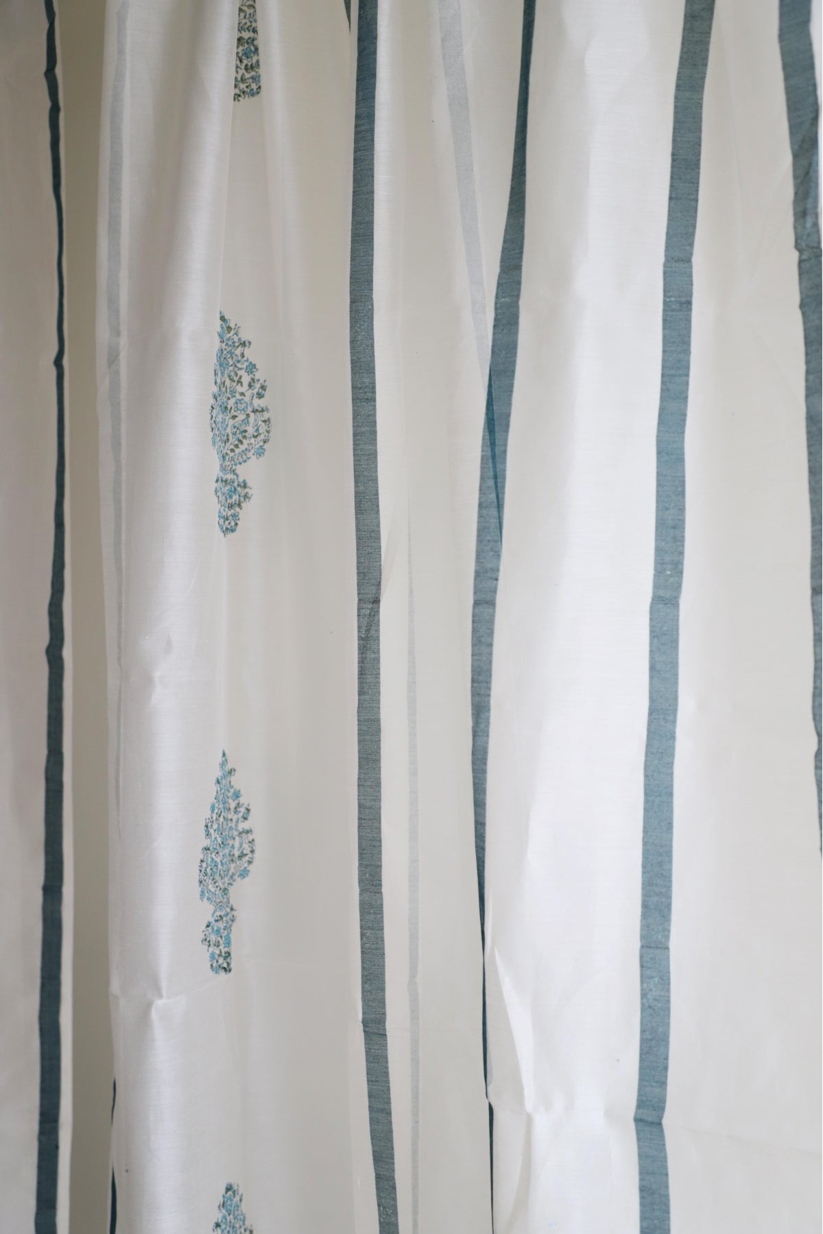Chanderi Stripe Paisely Curtains (Set of 2)