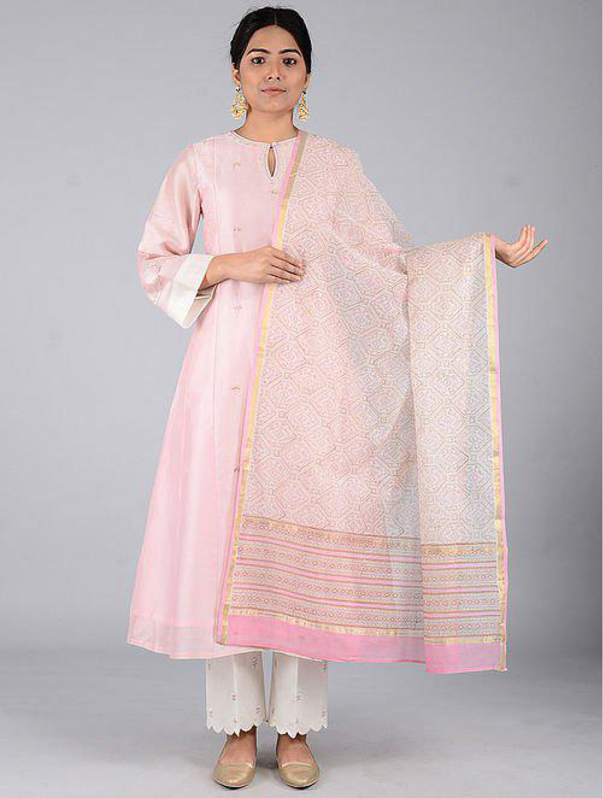 Pink Chanderi Dupatta