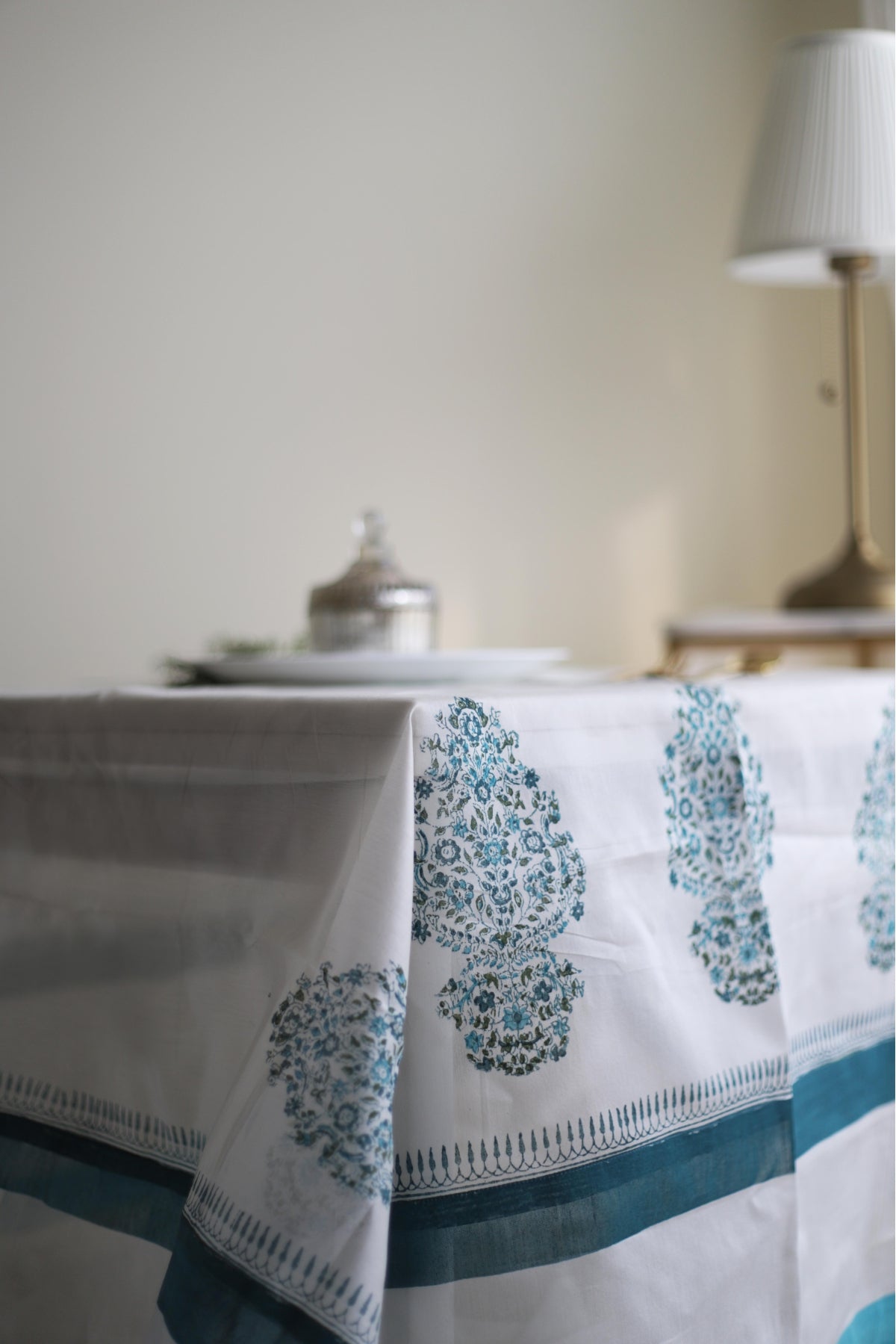 Table Cover Blue Paisely (87 inches X 60 inches )