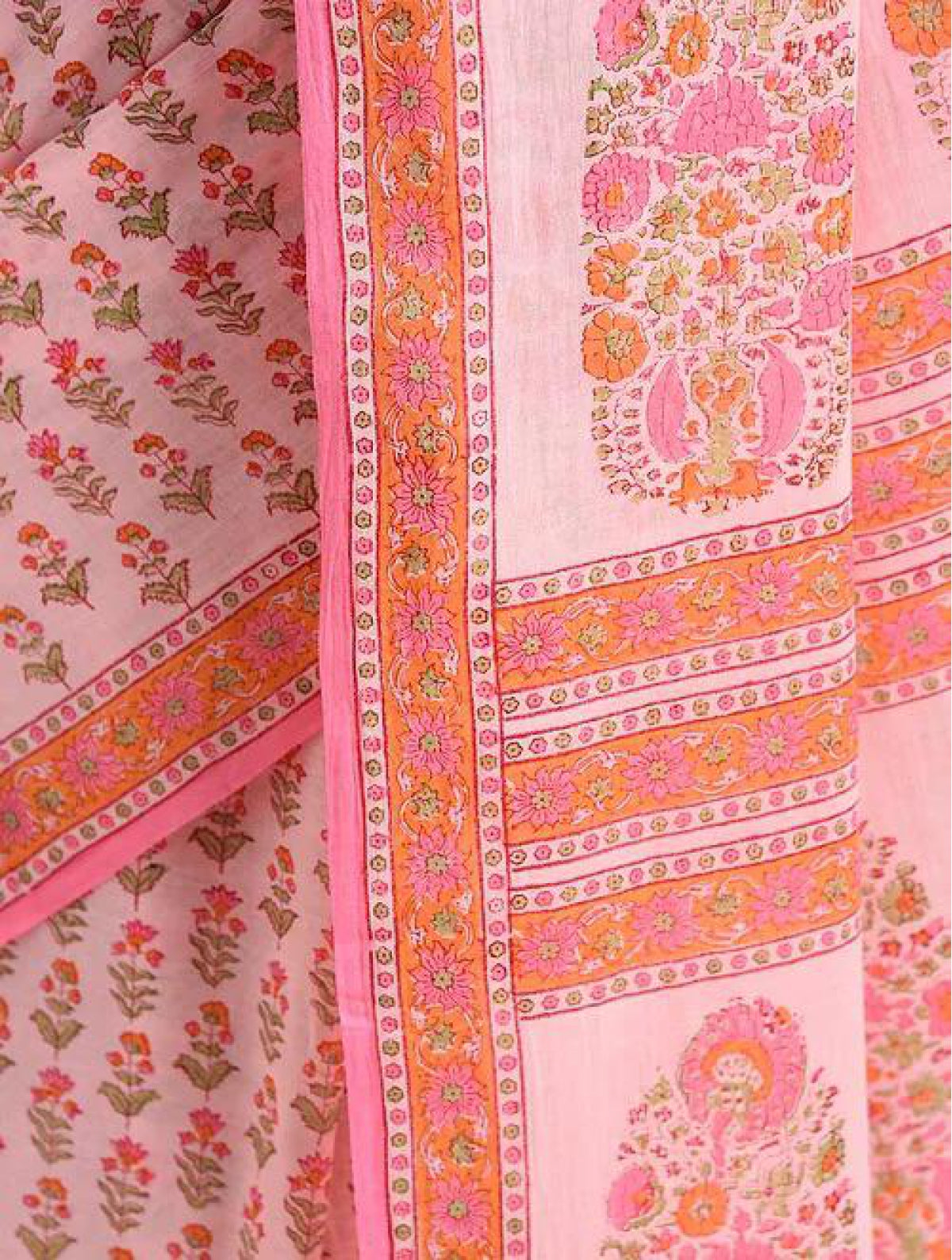 Baby Pink Cotton Saree