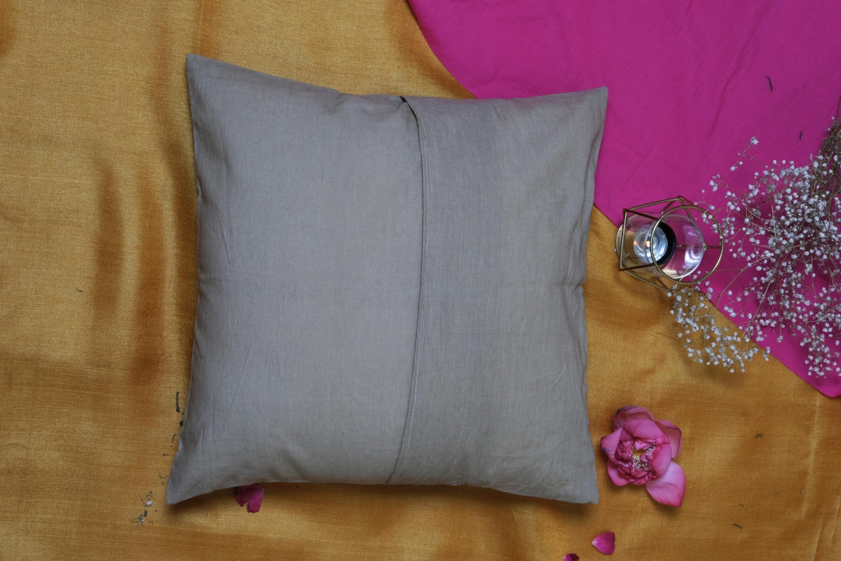 Pata Pink Print Beige Cushion Cover 16*16 (set of 2)