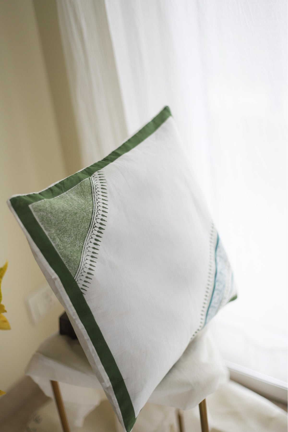 Green Diagnol Print Cushion Cover (Set of 2)
