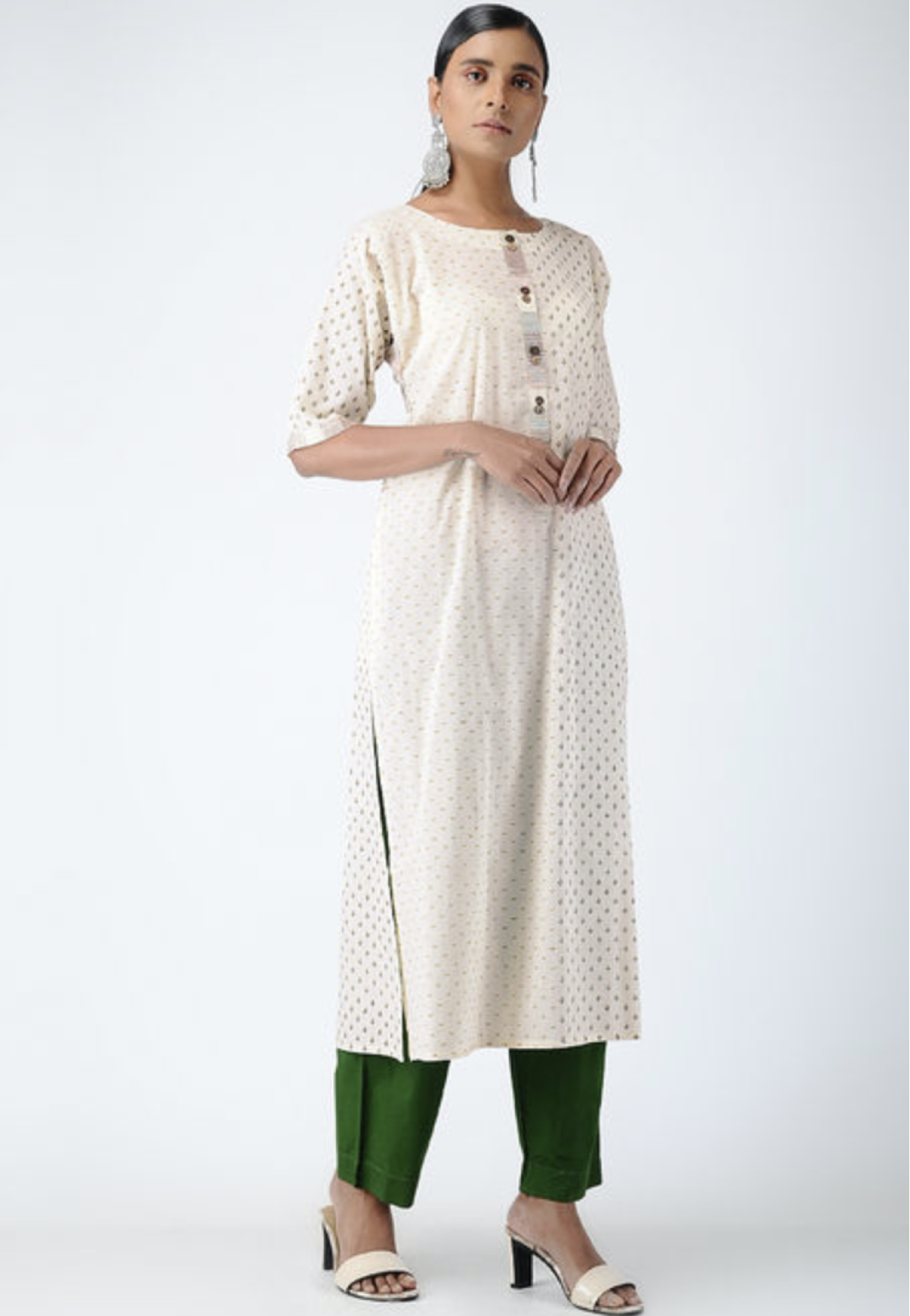 Green pants and Jaal kurta and Dupatta